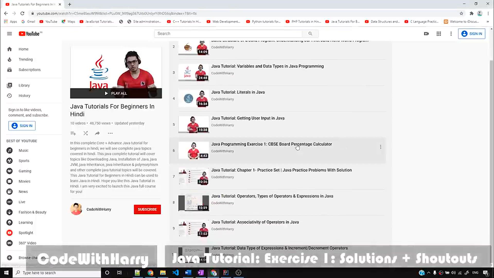 'Video thumbnail for Java Tutorial_ Exercise 1 - Solutions + Shoutouts'