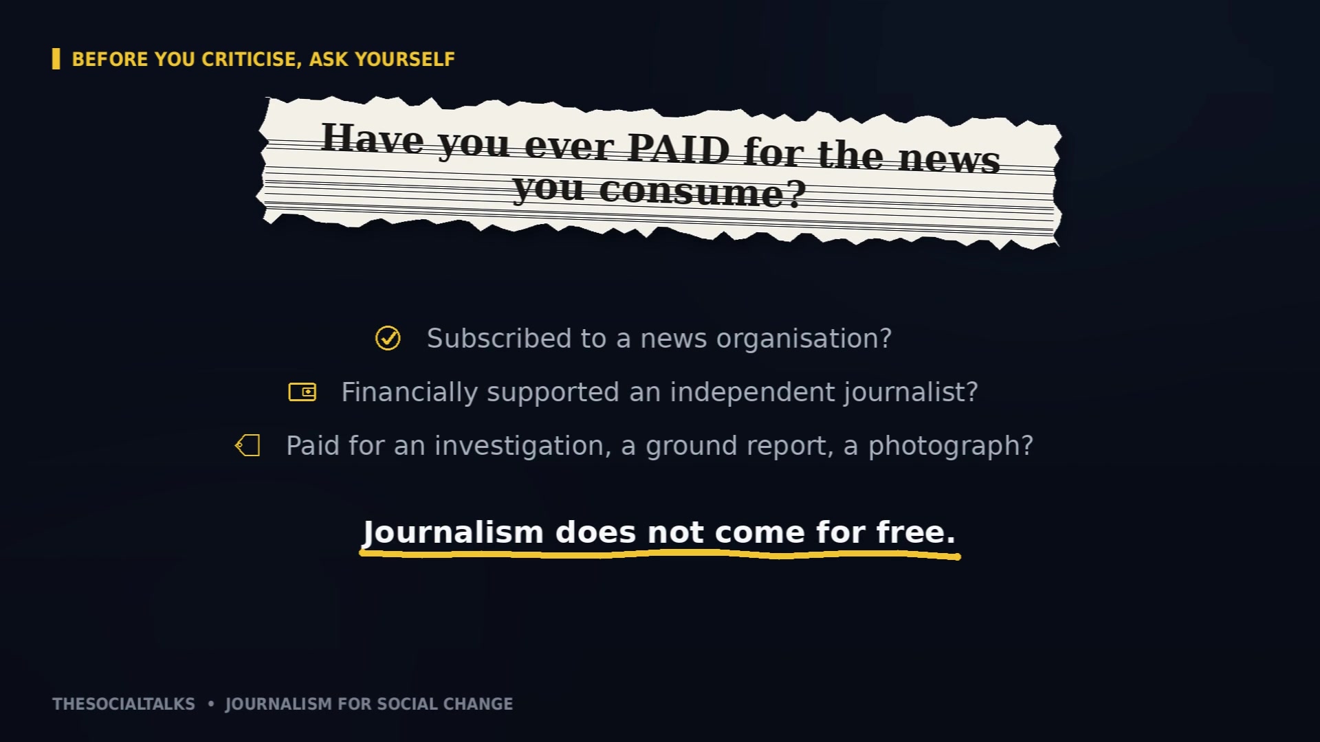 Video thumbnail for Quality Journalism Doesn’t Survive on Criticism Alone