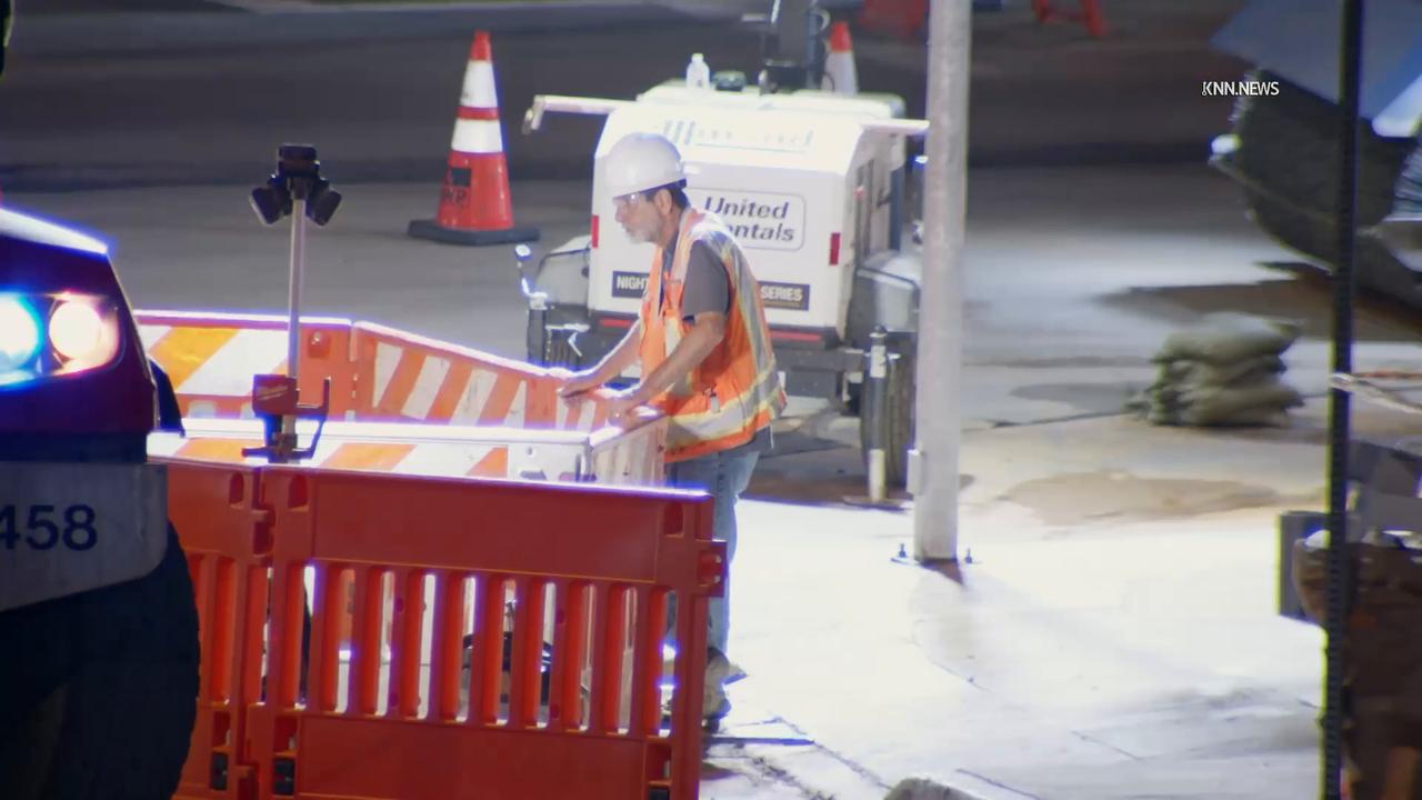 Video thumbnail for US, Los Angeles: West Hollywood Sunset Boulevard Lanes Begin To Open Following Water Main Repairs Part 2.