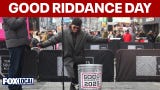 Video thumbnail for New Yorkers celebrate 'Good Riddance Day'