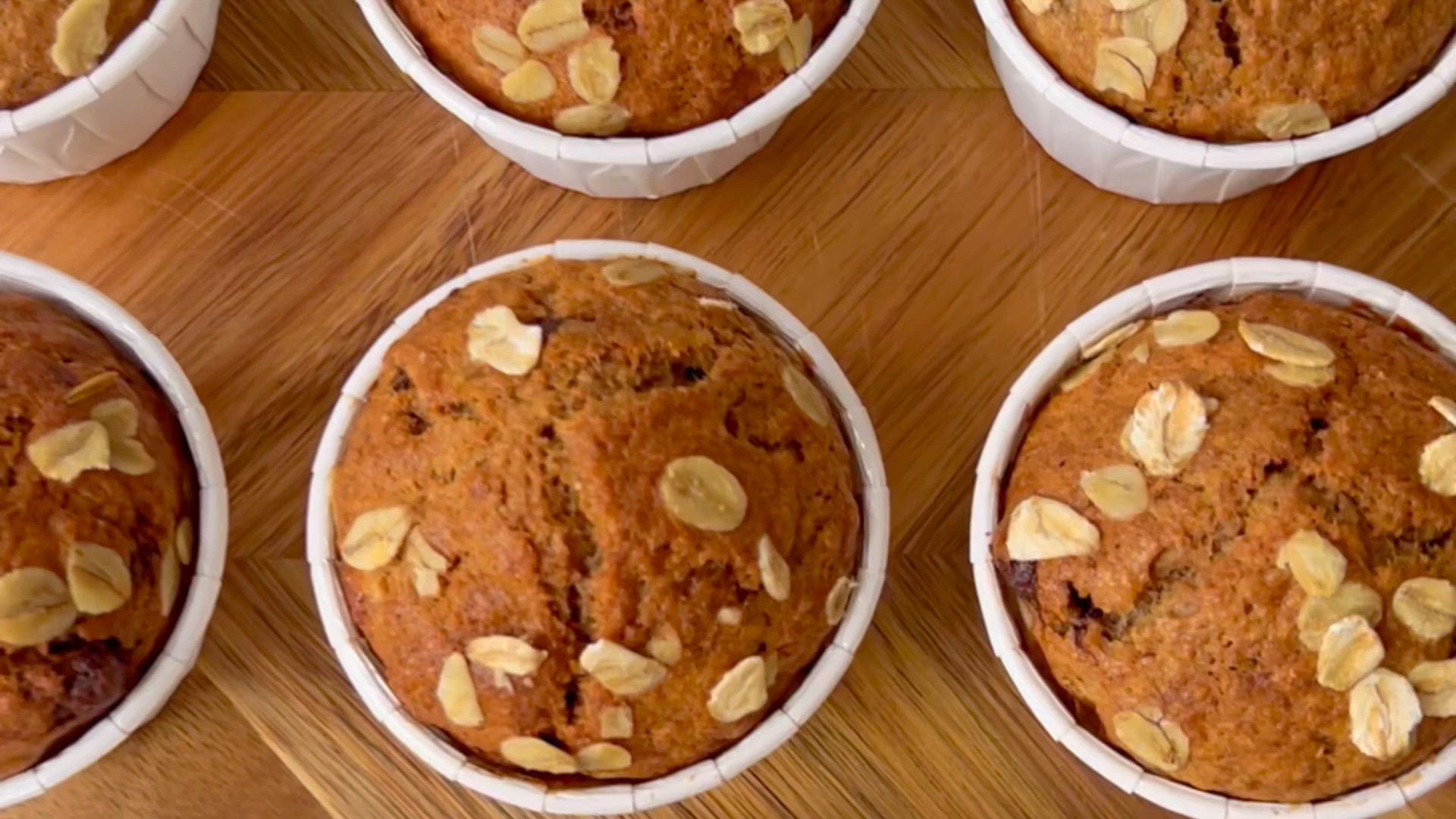 Video thumbnail for Banana Chocolate Chip Breakfast Muffins