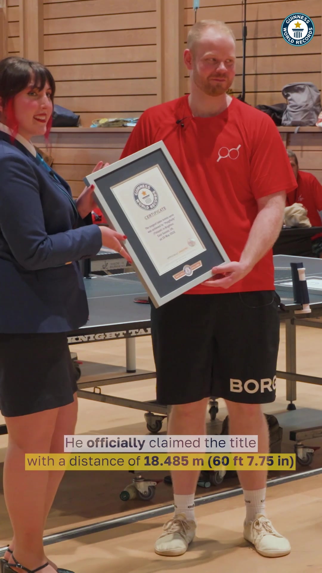 Video thumbnail for Longest table tennis serve - 18.485 metres by Otto Tennilä