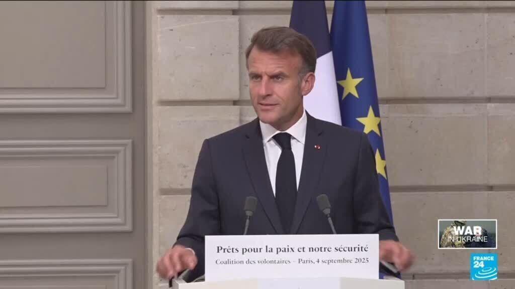 'Video thumbnail for Macron says 26 countries offer to participate in Ukraine post-war security'