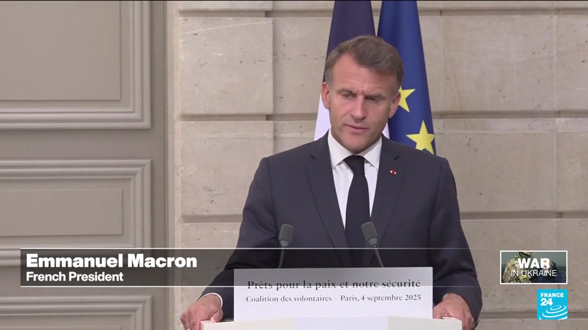 'Video thumbnail for Macron says 26 countries offer to participate in Ukraine post-war security'