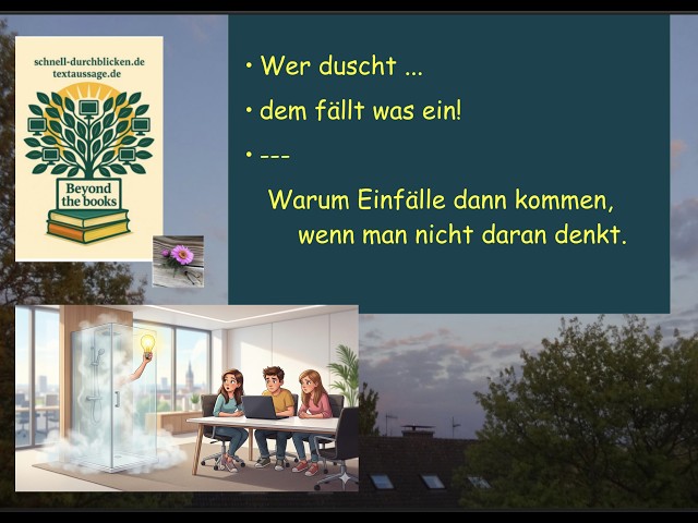 Video thumbnail for Wer duscht, dem fällt was ein - warum rettende Einfälle dann kommen, wenn man nicht daran denkt.