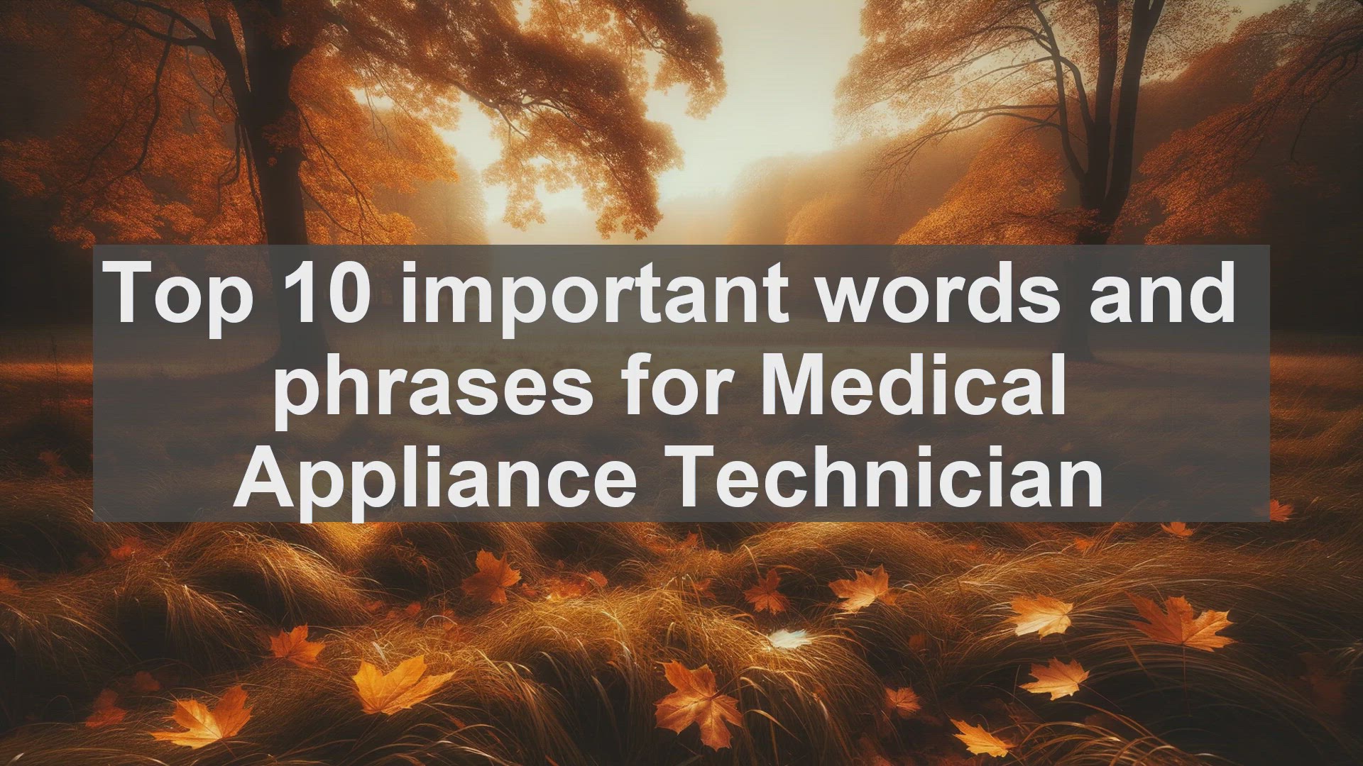 'Video thumbnail for Top 10 important words and phrases for Medical Appliance Technician'