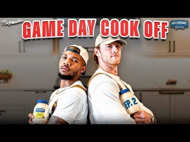 Video thumbnail for Will Levis & Tony Pollard Get Spicy With Nacho Competition | Hellmann’s Game Day Cook Off Ep 2