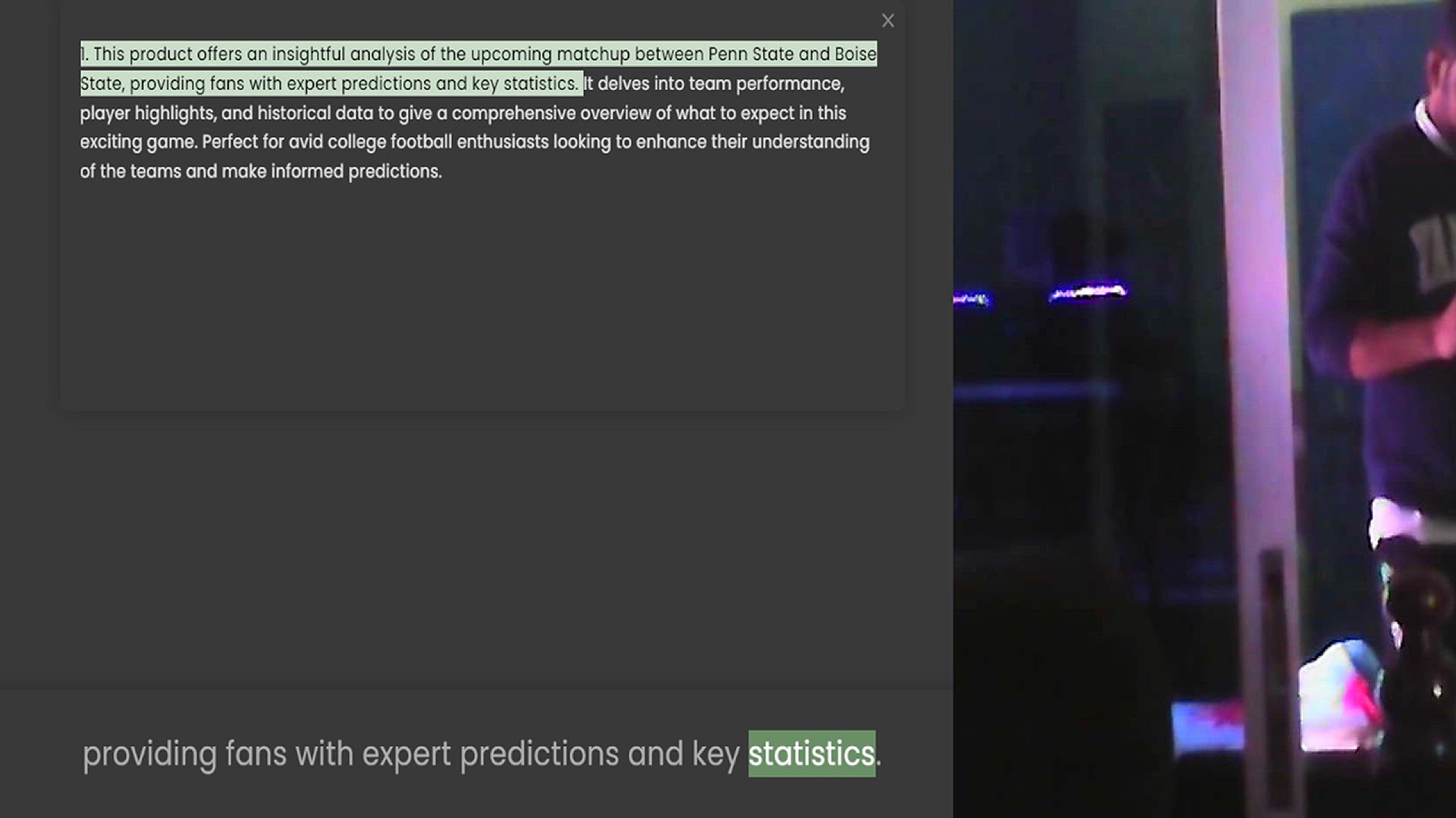 Video thumbnail for 1. This product offers an insightful analysis of the upcoming matchup between Penn State and Boise State, providing fans with expert predictions and key statistics. It delves into team performance, player highlights, and historical data t