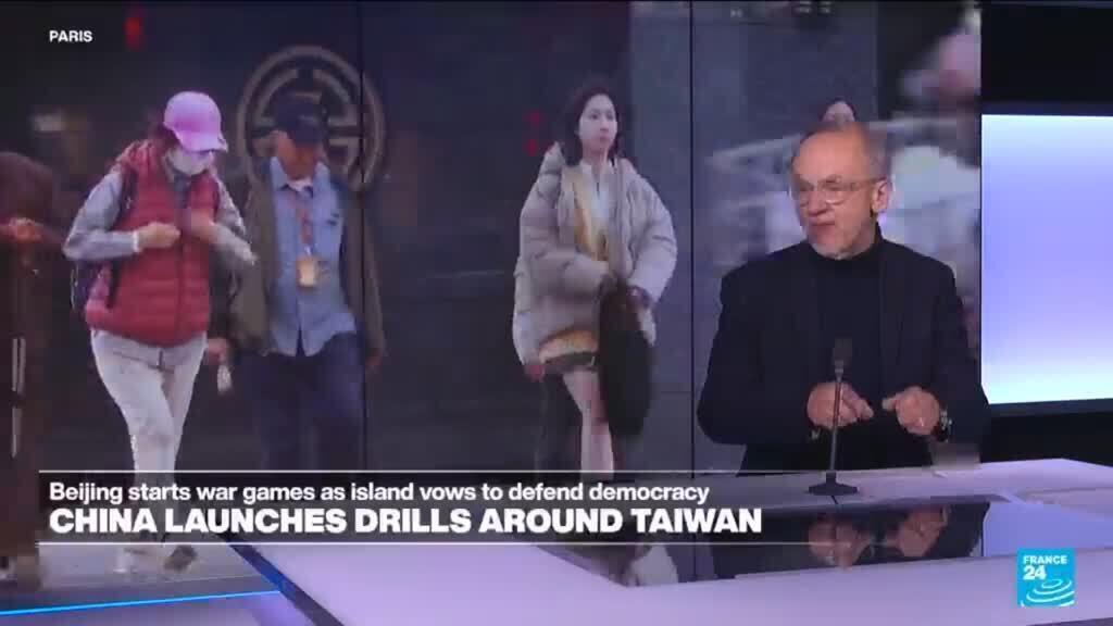 Video thumbnail for China launches military drills simulating blockade of Taiwan ports