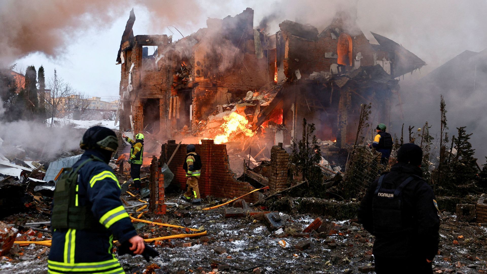 Video thumbnail for Russian missiles and drones pound Ukraine’s capital ahead of invasion anniversary