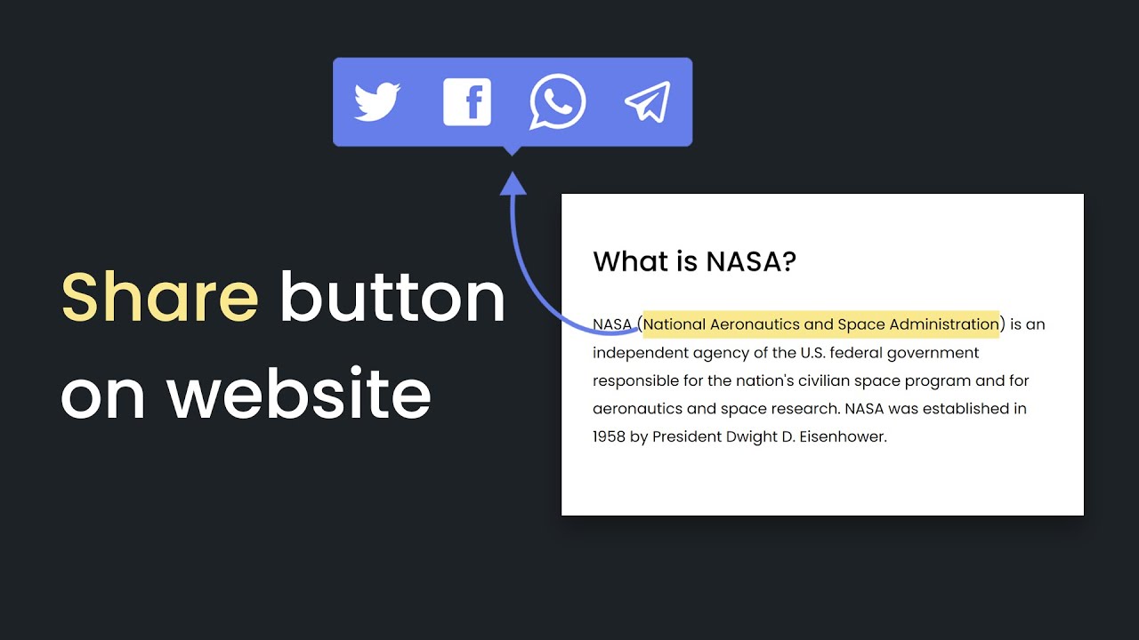 'Video thumbnail for How To Add Share Button on Website _ Share Selected Text Using HTML CSS & JavaScript'