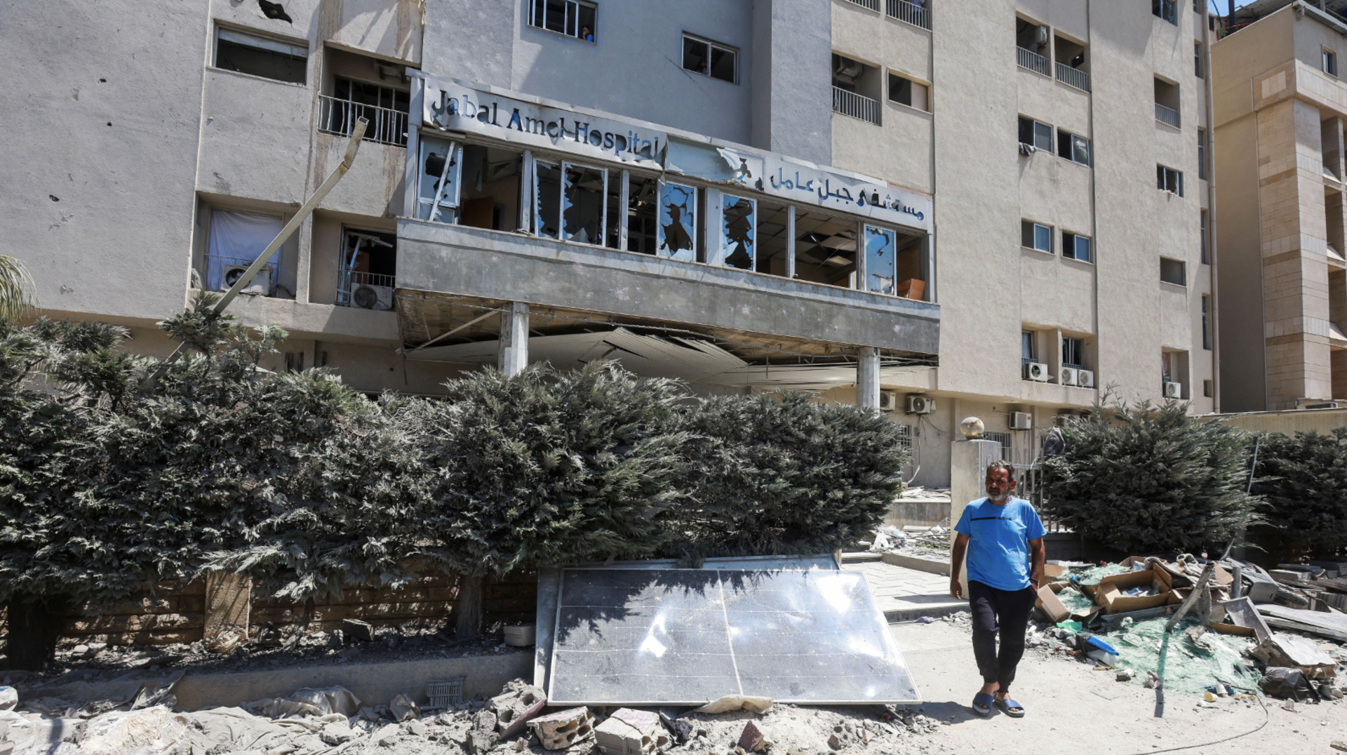 Video thumbnail for Scene of damaged hospital after Israeli strike in southern Lebanon