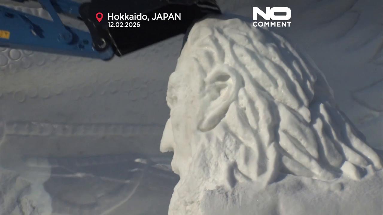 Video thumbnail for Snow and ice sculptures draw visitors to winter festival in Japan