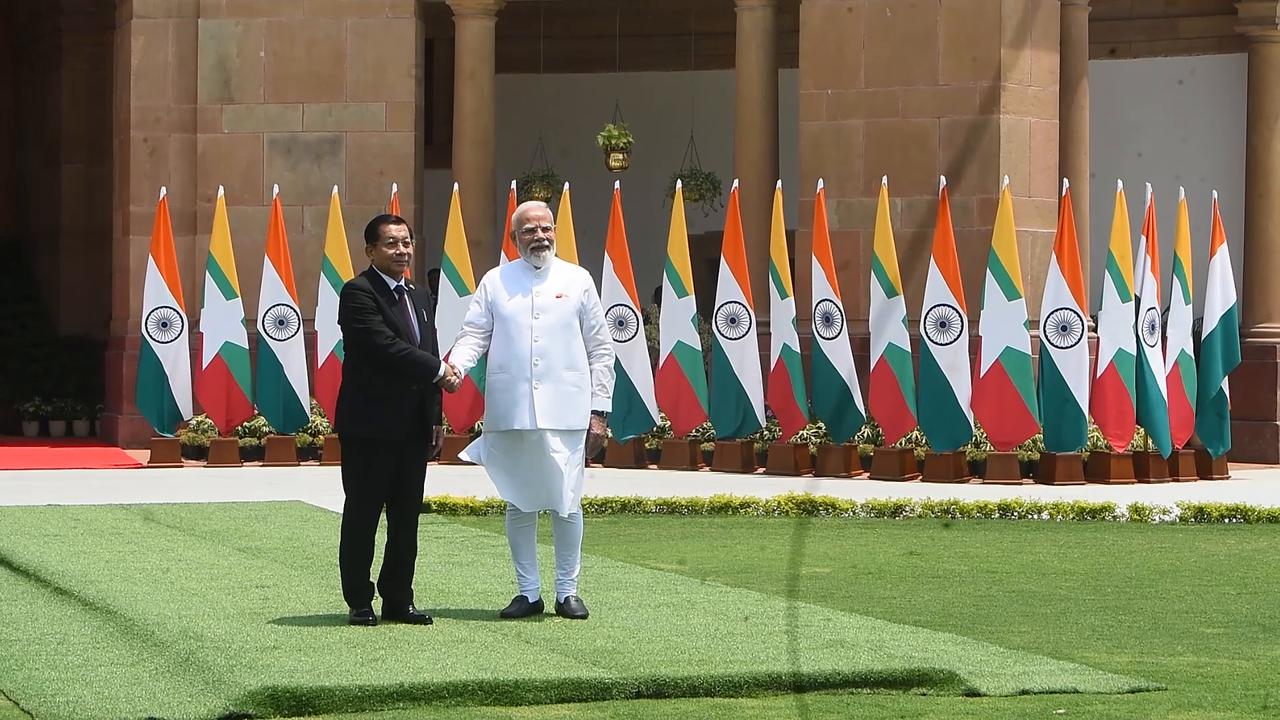 Video thumbnail for India: Indian premier meets Myanmar president in New Delhi.