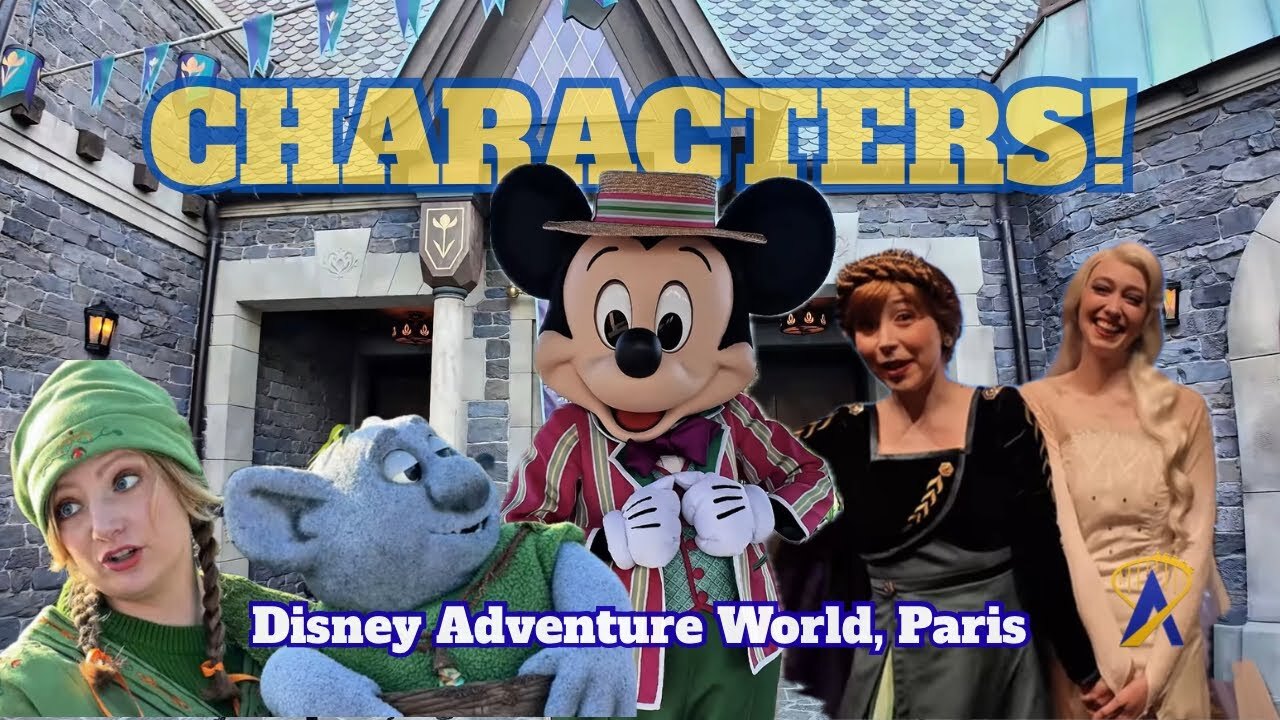Video thumbnail for Meeting Characters at Disney Adventure World, Paris - Anna & Elsa, Mossie, and Mickey Mouse!
