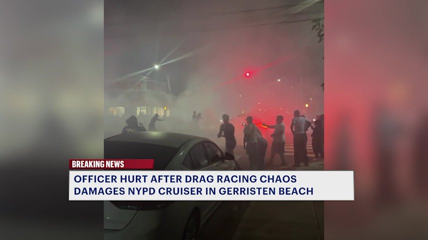 Video thumbnail for NYPD officer injured after drag racing chaos in Gerritsen Beach, police say