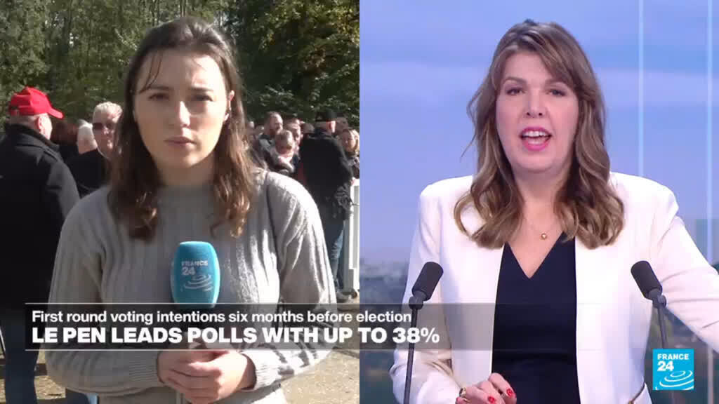Video thumbnail for Far-right leader Le Pen says visible policing keeps protests smooth