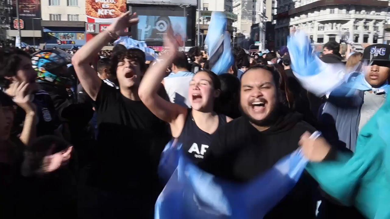 Video thumbnail for Argentina: Thousands of Argentina fans take to Buenos Aires streets after World Cup victory over Egypt.