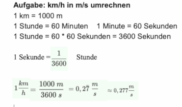 'Video thumbnail for Physik: km/h in m/s umrechnen'