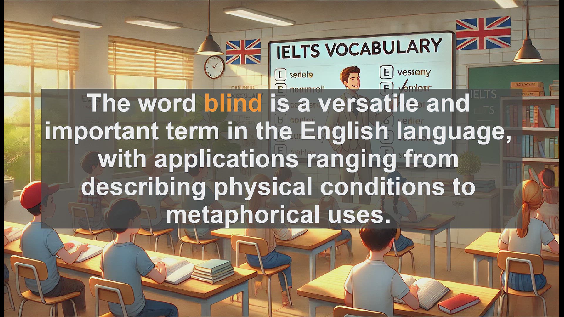 'Video thumbnail for 2500 Must Know IELTS 6.5 Vocabulary - Understanding the Word 'Blind': Meanings and Uses for IELTS'