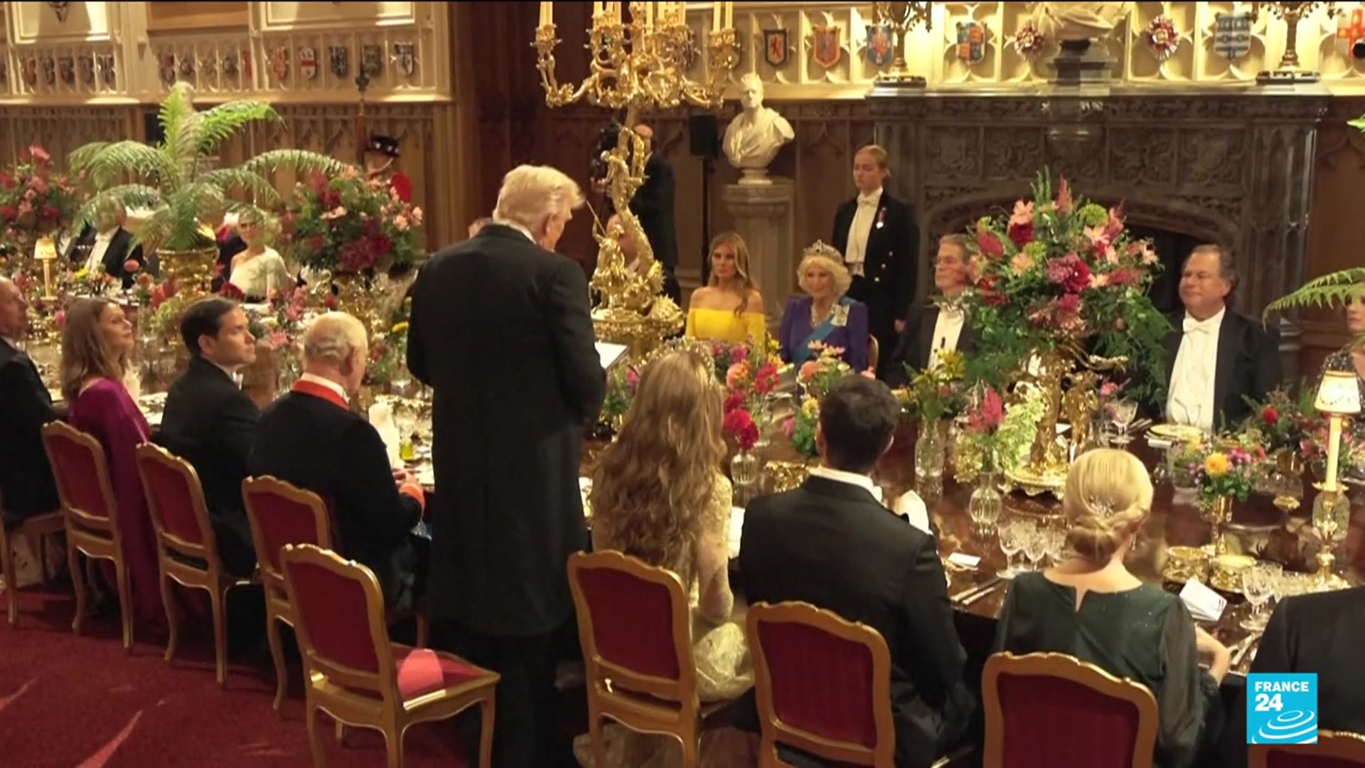 'Video thumbnail for Donald Trump hailed with state banquet during historic UK visit'