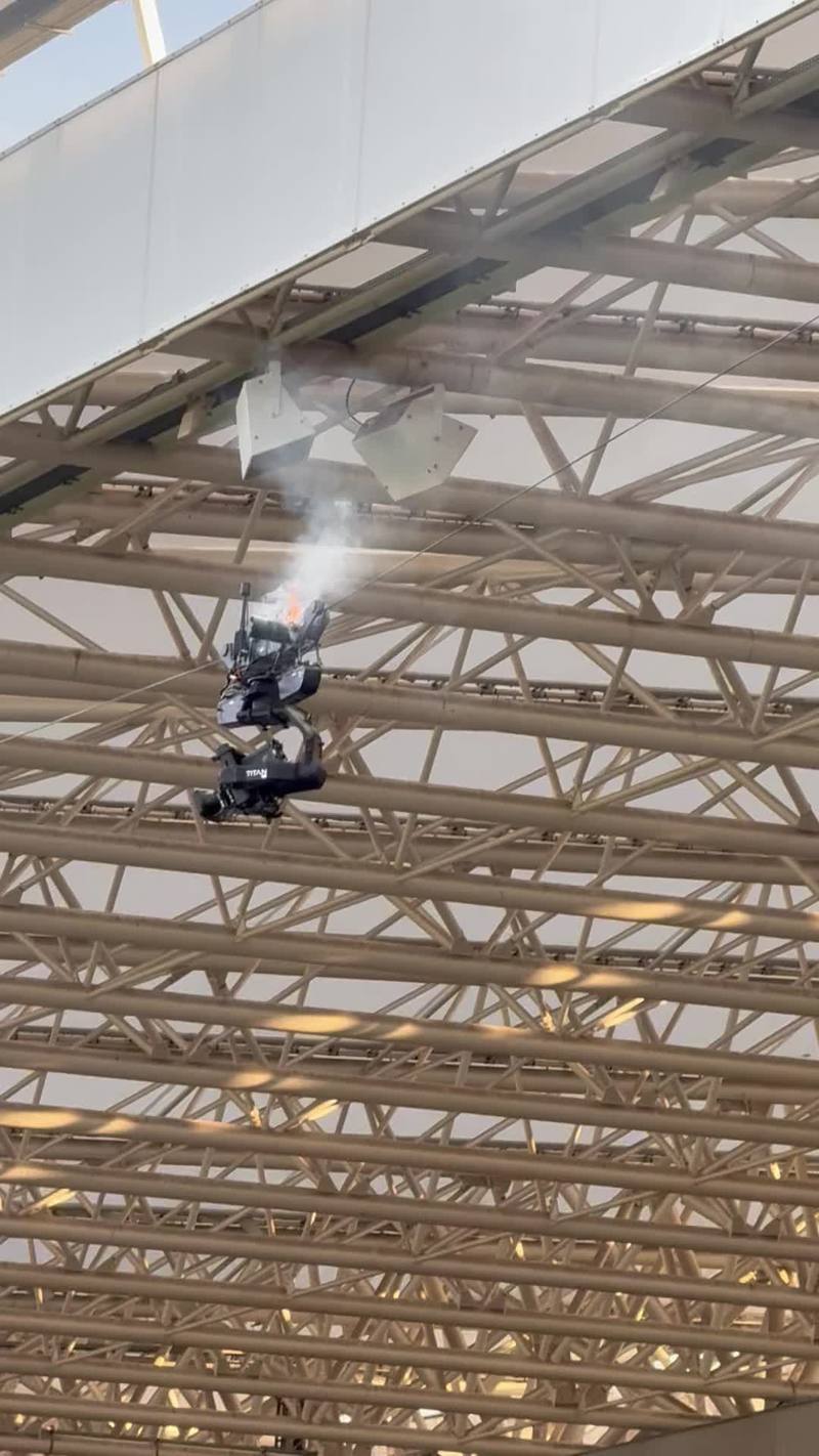 Video thumbnail for Broadcast Camera Catches Fire and Crashes onto Football Pitch