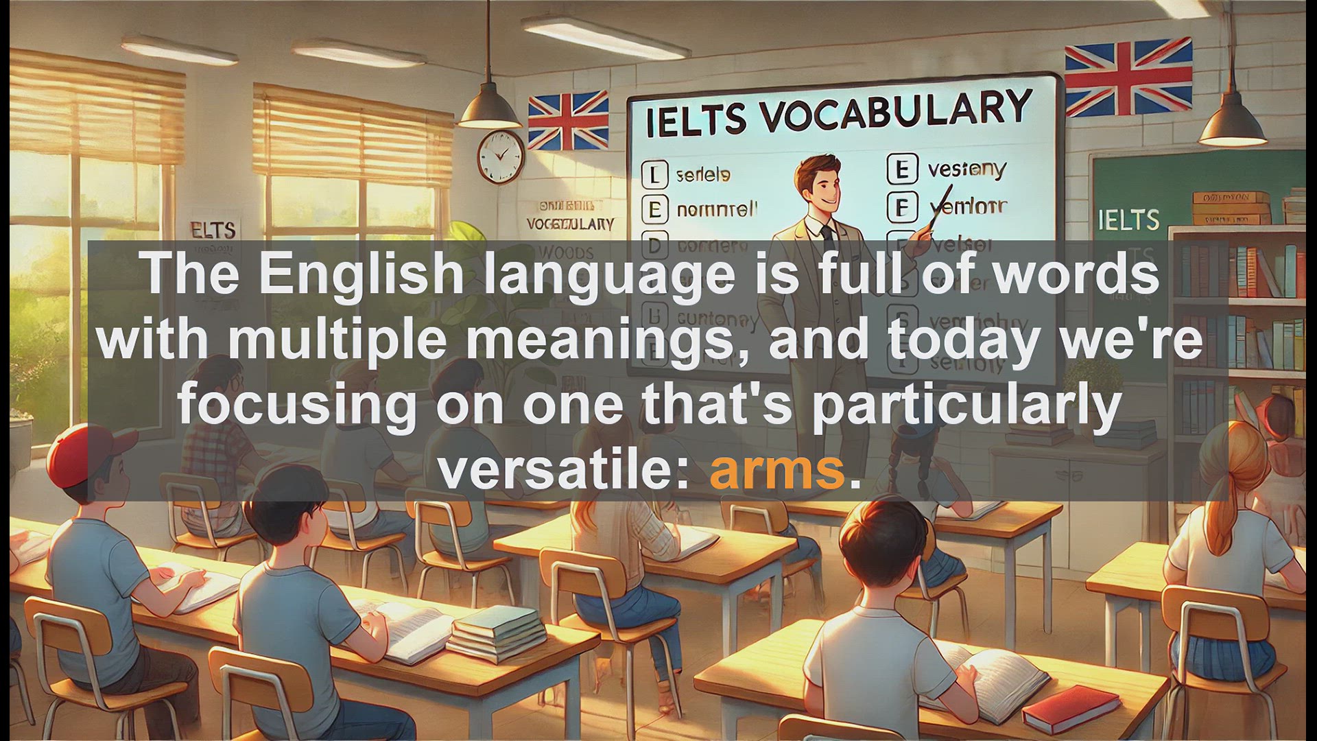 'Video thumbnail for 2500 Must Know IELTS 6.5 Vocabulary - Understanding 'Arms': Multiple Meanings for IELTS Success'