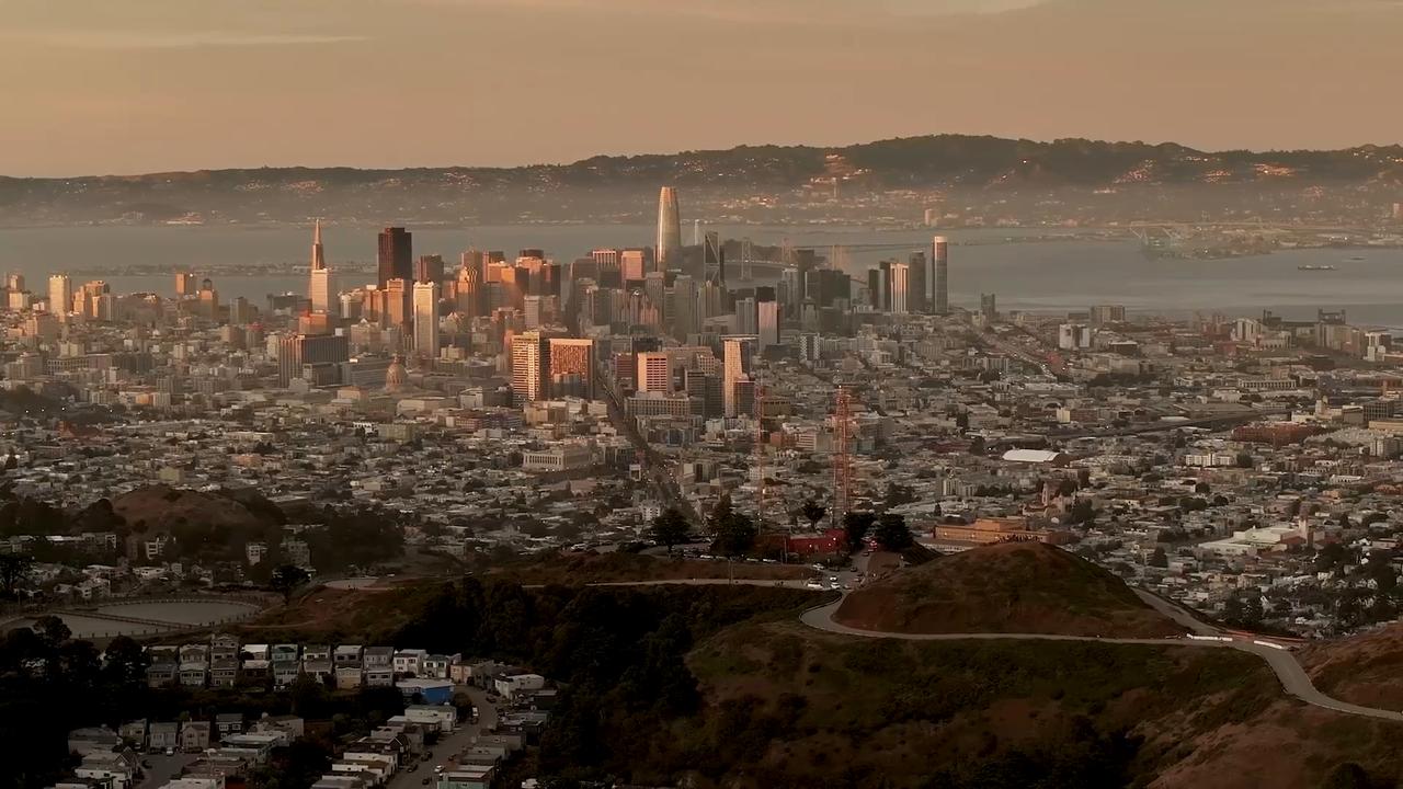 Video thumbnail for US: DRONE - Clouds and sunset create scenic views over San Francisco.