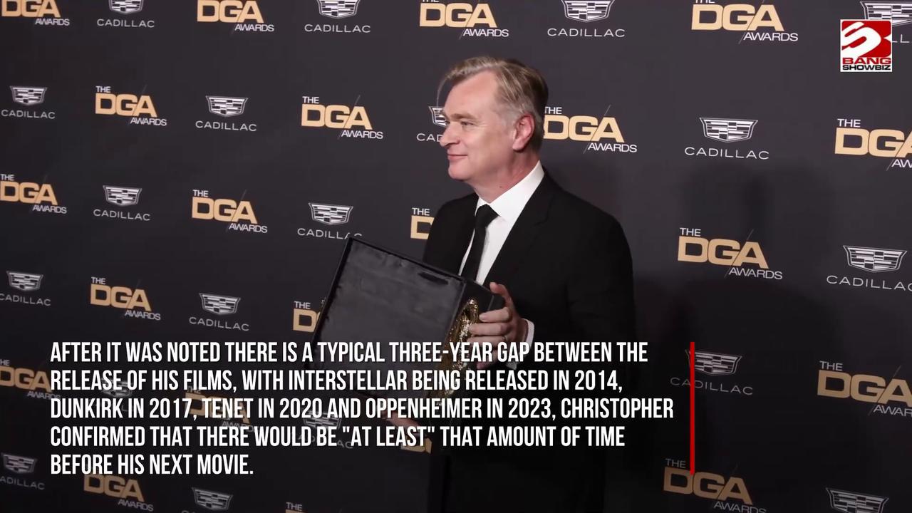 Video thumbnail for Sir Christopher Nolan will wait 'at least' three years before next movie