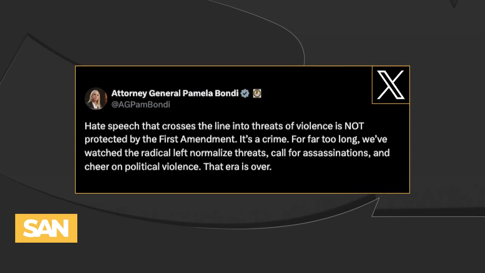 'Video thumbnail for Bondi clarifies ‘hate speech’ prosecution remarks amid conservative pushback'