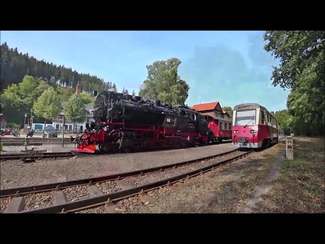 Video thumbnail for Harzer Schmalspurbahn HSB im Bahnhof Alexisbad