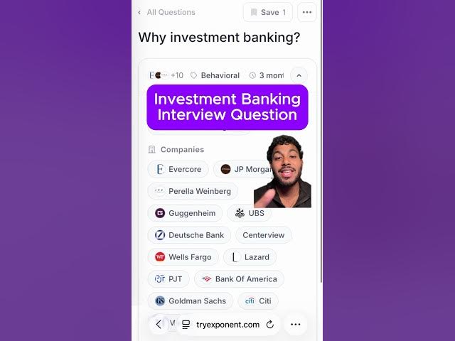 Video thumbnail for Investment Banking Question