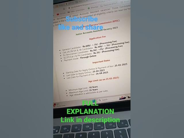 Video thumbnail for KPSC JR ACCOUNT APPLY NOW #govtjobalert #governmentjobs #careeradvice #employmentnews #jobsearch