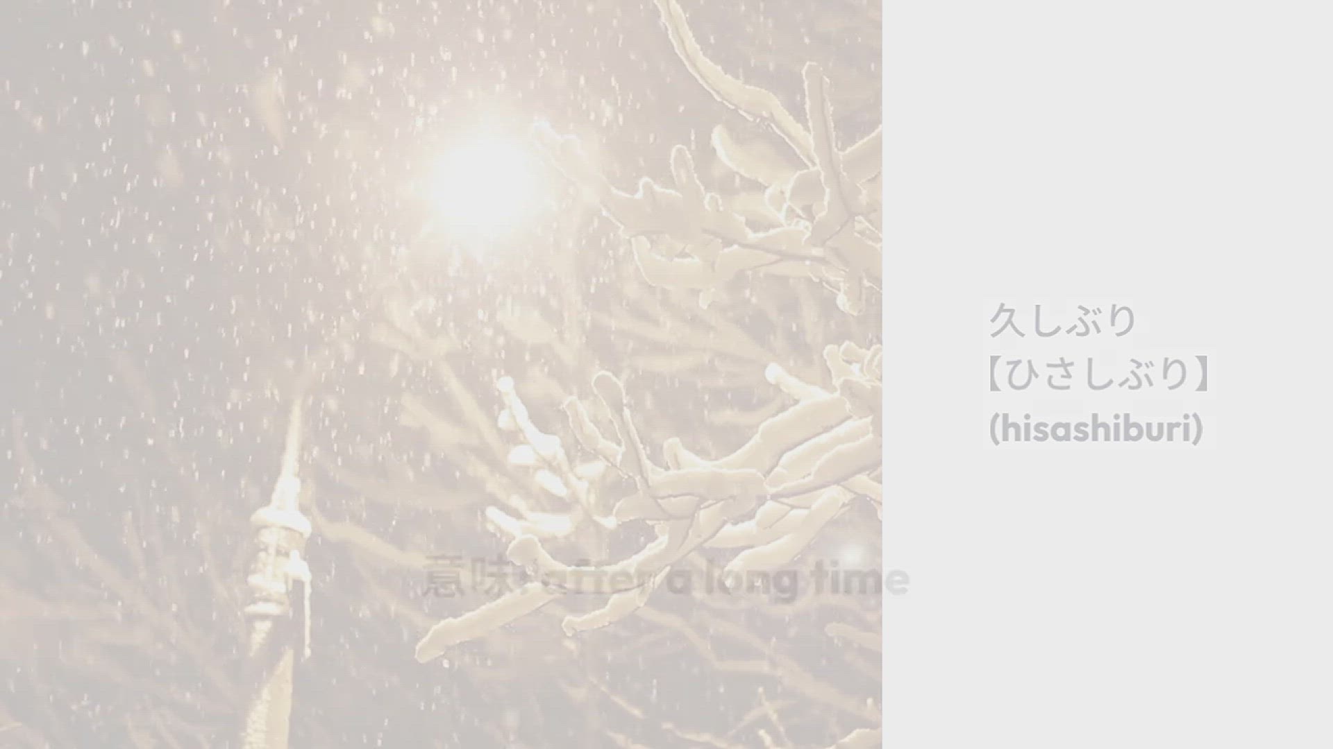 Video thumbnail for Japanese Meaning of 久しぶり (hisashiburi) - JLPT N4 Vocabulary