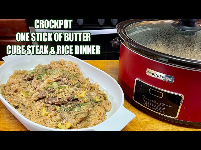 Video thumbnail for CROCKPOT STICK OF BUTTER CUBE STEAK & RICE Easy Dinner