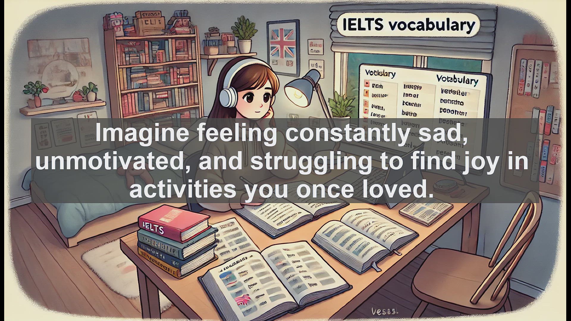 'Video thumbnail for 2500 Must Know IELTS 6.5 Vocabulary - Understanding Depression: Key Vocabulary for IELTS'