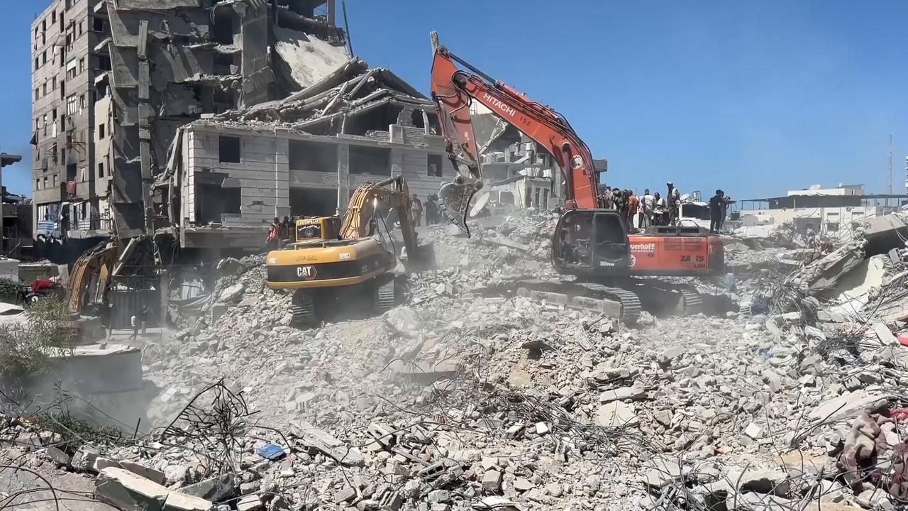 Video thumbnail for Displaced Palestinians face collapse risk in damaged Gaza buildings, authorities warn.