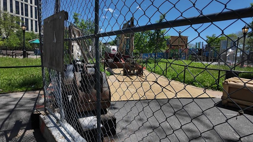 Video thumbnail for Asser Levy Park playground reconstruction begins nearly 2 years after fire