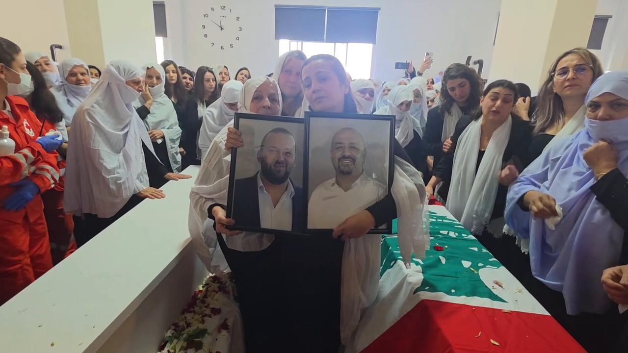 Video thumbnail for Lebanon: Funeral held for 2 brothers killed in Israeli drone strike in southern Lebanon.