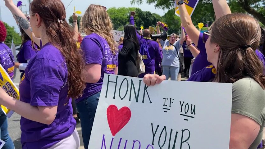 Video thumbnail for WMC healthcare workers make thousands less per year than peers at nearby hospitals, seek pay parity