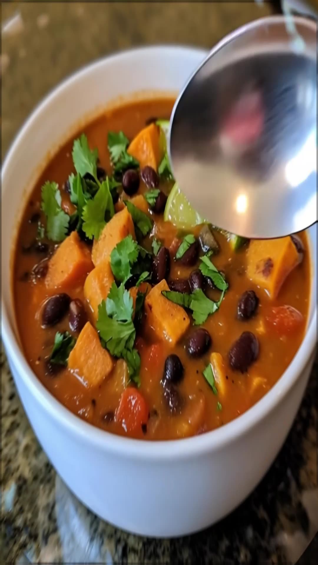 Video thumbnail for Sweet Potato Black Bean Soup