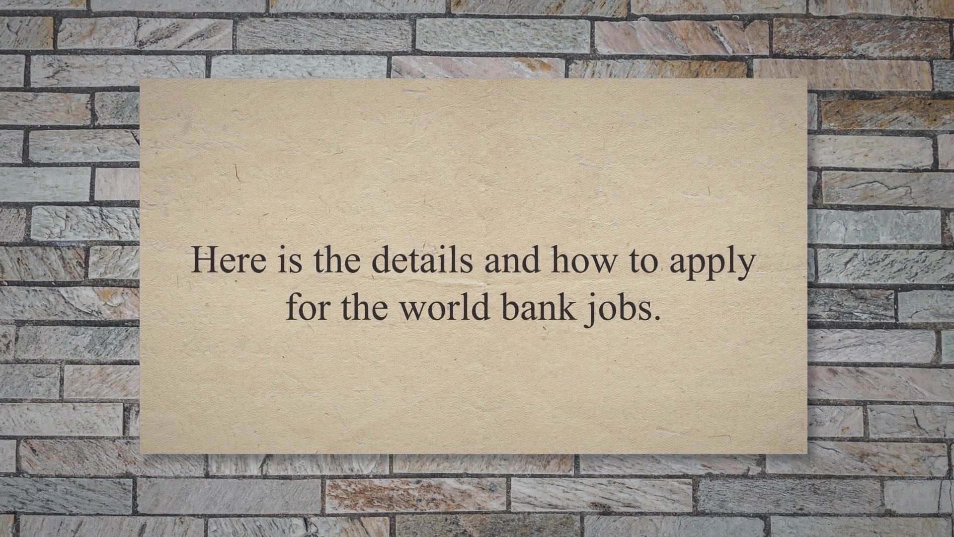 Video thumbnail for World Bank Jobs