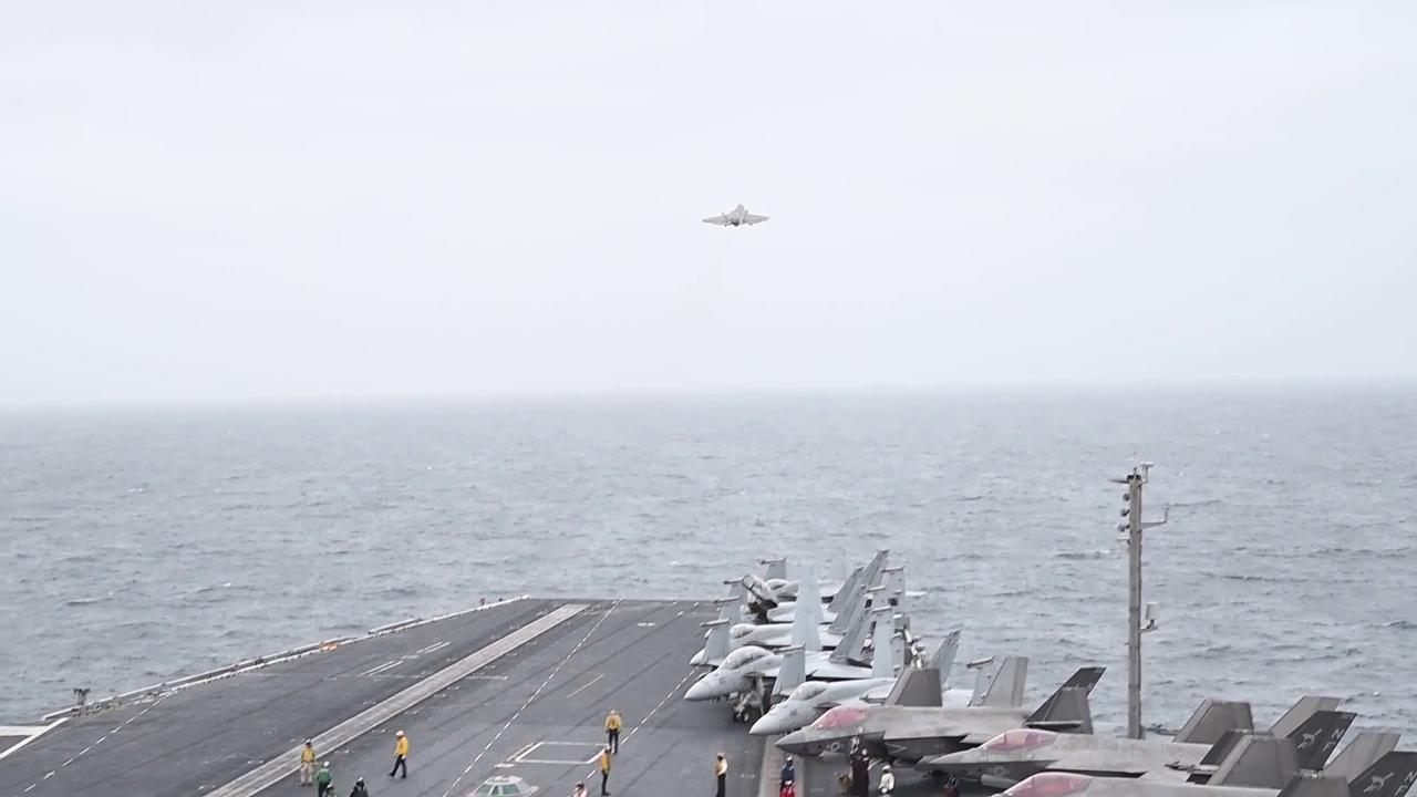 Video thumbnail for Iran: Nuclear-Powered U.S. Aircraft Carrier Launches Super Hornets In Middle East Operations.