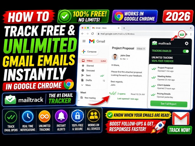 Video thumbnail for How to Track FREE & UNLIMITED Gmail Emails Instantly in Google Chrome Using Mailtrack Extension