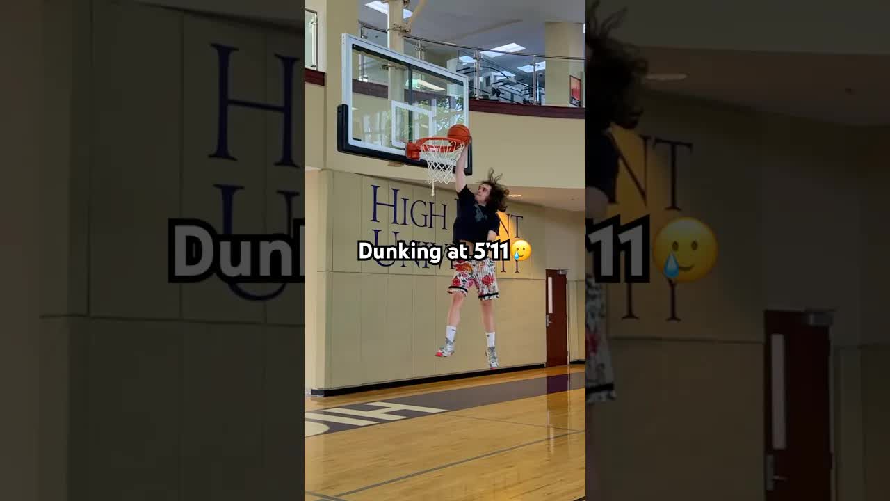 Video thumbnail for Travis Reynolds: high point university basketball dunking