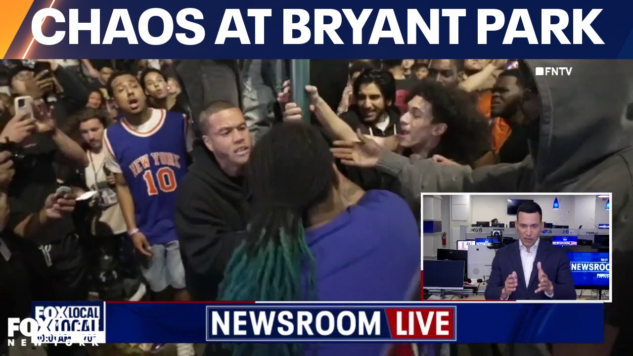 Video thumbnail for Arrests made as fights break out after Bryant Park watch party