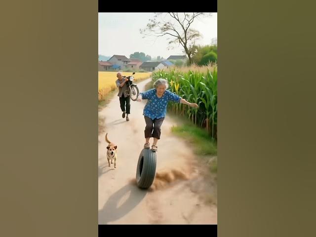 Video thumbnail for AI An Old Woman Doing Stunt with Wheel Shoulder | Ai Cute Animation #shortsfeed #ai #woman