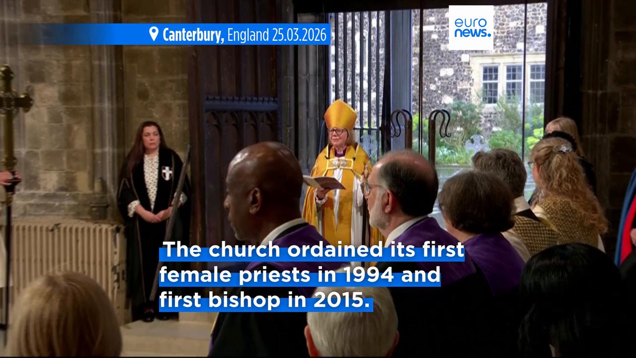 Video thumbnail for Sarah Mullally makes history as first woman enthroned as Archbishop of Canterbury