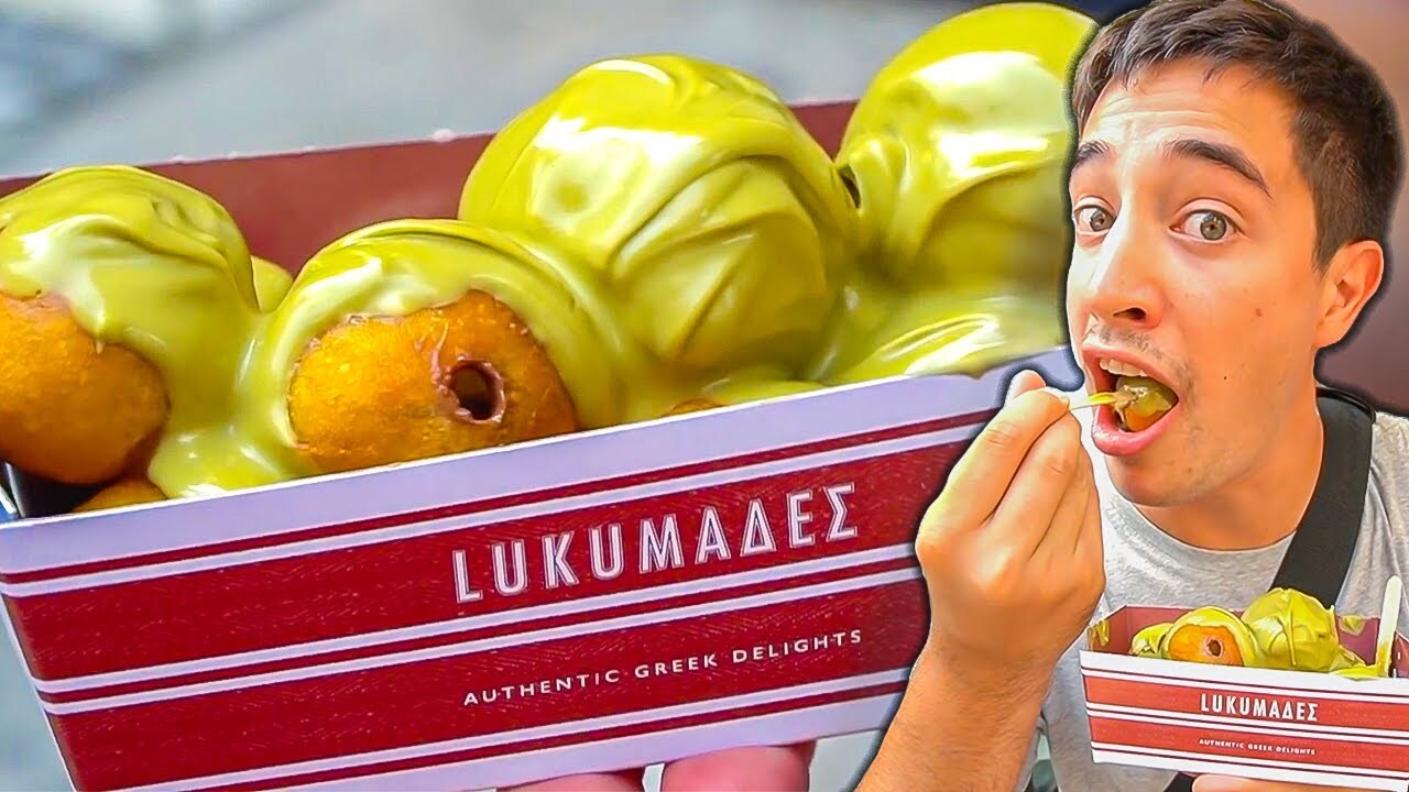 Video thumbnail for 15 Greek STREET FOODS in Athens, Greece!! LOUKOUMADES, SOUVLAKI, GYRO + BBQ LAMB CHOPS!!