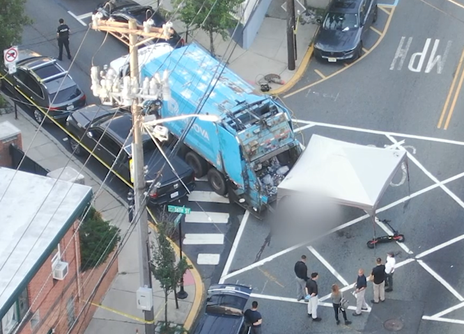 Video thumbnail for Fatal collision involving garbage truck shuts down Bergen Turnpike in Union City